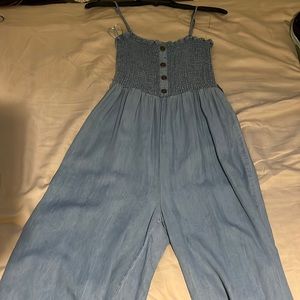 Cute light jean washed romper, size small, used once